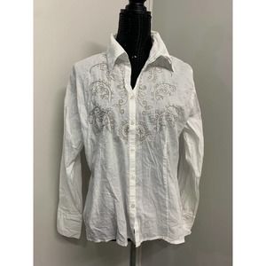 Ishyu Button Down Shirt White XL Women's A50